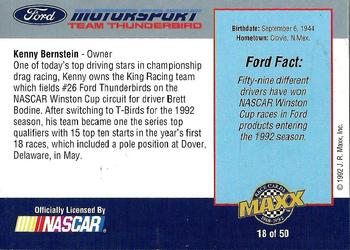 1992 Maxx Ford Motorsport #18 Kenny Bernstein Back