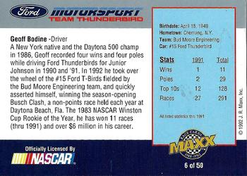 1992 Maxx Ford Motorsport #6 Geoff Bodine Back