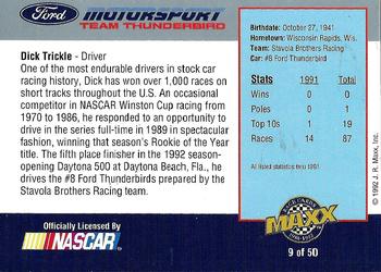 1992 Maxx Ford Motorsport #9 Dick Trickle Back