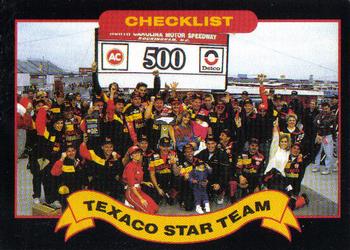 1992 Maxx Texaco Star Team #20 Checklist Front