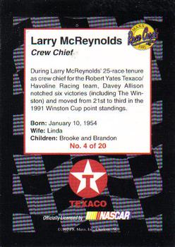 1992 Maxx Texaco Star Team #4 Larry McReynolds Back