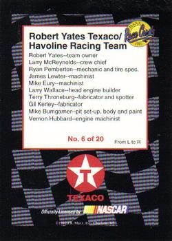 1992 Maxx Texaco Star Team #6 Yates Texaco/Havoline Racing Team Back