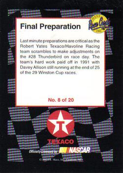 1992 Maxx Texaco Star Team #8 Final Preparation Back