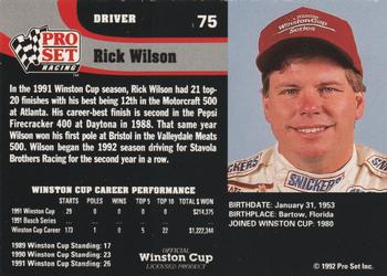 1992 Pro Set #75 Rick Wilson Back