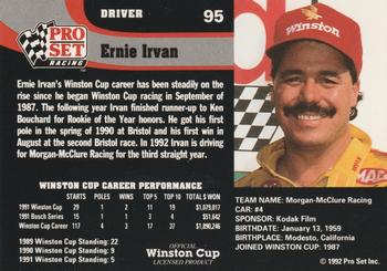 1992 Pro Set #95 Ernie Irvan Back