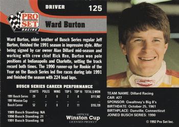 1992 Pro Set #125 Ward Burton Back