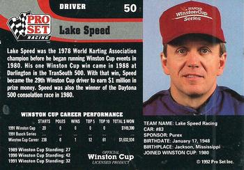 1992 Pro Set #50 Lake Speed Back