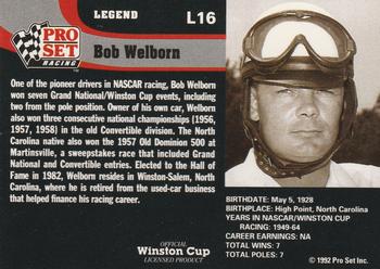 1992 Pro Set - Legends #L16 Bob Welborn Back