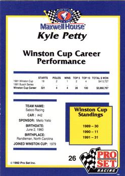 1992 Pro Set Maxwell House #26 Kyle Petty Back
