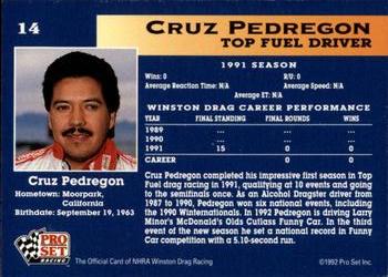 1992 Pro Set NHRA #14 Cruz Pedregon Back