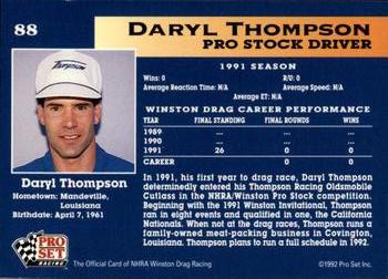 1992 Pro Set NHRA #88 Daryl Thompson Back