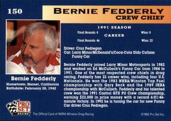 1992 Pro Set NHRA #150 Bernie Fedderly Back