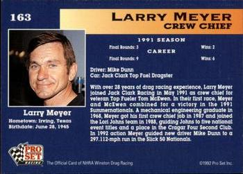 1992 Pro Set NHRA #163 Larry Meyer Back