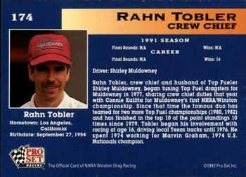 1992 Pro Set NHRA #174 Rahn Tobler Back