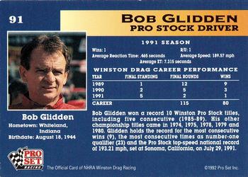 1992 Pro Set NHRA #91 Bob Glidden Back