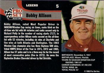 1992 Pro Set R.B.Rice #5 Bobby Allison Back