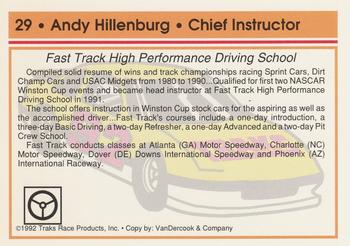 1992 Traks #29 Andy Hillenburg Back