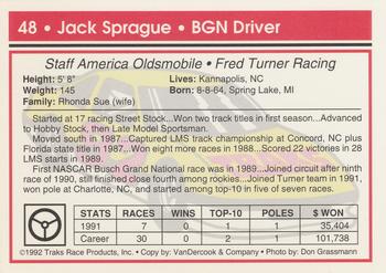 1992 Traks #48 Jack Sprague Back