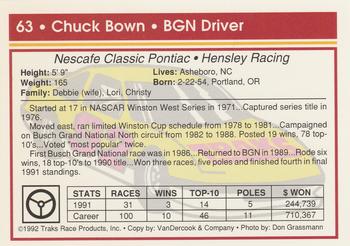 1992 Traks #63 Chuck Bown Back