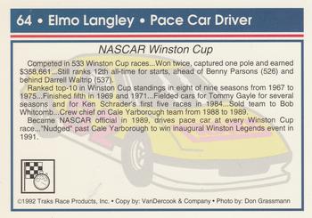 1992 Traks #64 Elmo Langley Back