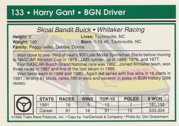 1992 Traks #133 Harry Gant Back