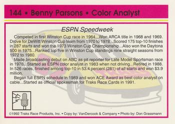 1992 Traks #144 Benny Parsons Back