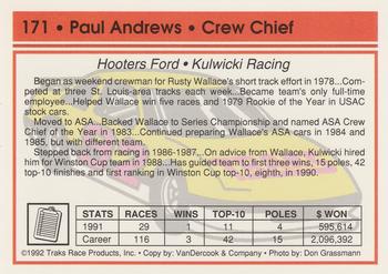 1992 Traks #171 Paul Andrews Back