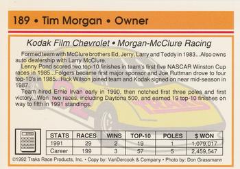 1992 Traks #189 Tim Morgan Back