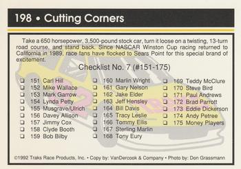 1992 Traks #198 Cutting Corners Back