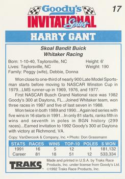 1992 Traks Goody's #17 Harry Gant Back
