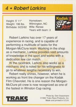 1992 Traks Kodak Ernie Irvan #4 Robert Larkins Back