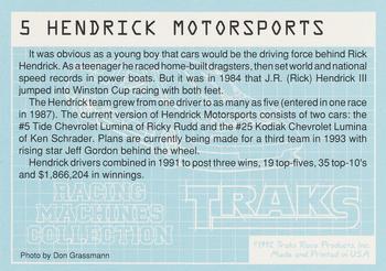 1992 Traks Racing Machines #5 Hendrick Motorsports Back