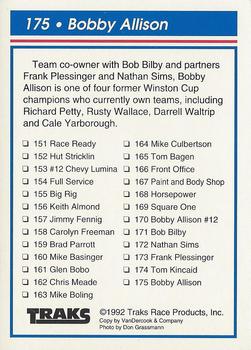 1992 Traks Team Sets #175 Bobby Allison Back