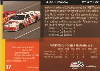 1993 Finish Line - Silver Series '93 #37 Alan Kulwicki Back