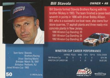 1993 Finish Line - Silver Series '93 #50 Bill Stavola Back