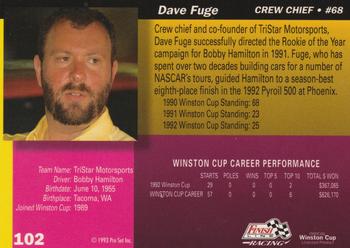 1993 Finish Line - Silver Series '93 #102 David Fuge Back