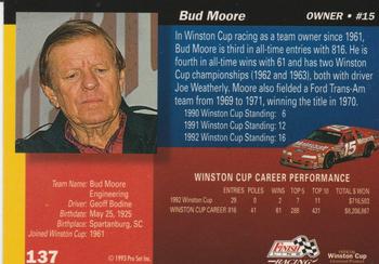 1993 Finish Line - Silver Series '93 #137 Bud Moore Back