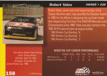 1993 Finish Line - Silver Series '93 #158 Robert Yates Back