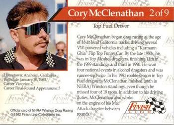 1993 Finish Line NHRA - Autographs #2 Cory McClenathan Back
