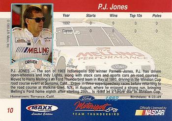 1993 Maxx Ford Motorsport #10 P.J. Jones Back