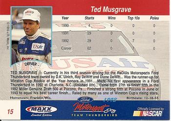 1993 Maxx Ford Motorsport #15 Ted Musgrave Back