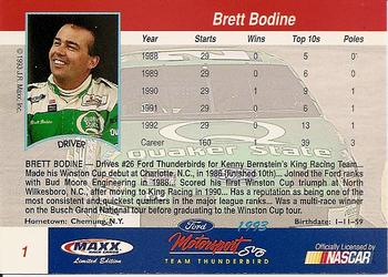 1993 Maxx Ford Motorsport #1 Brett Bodine Back