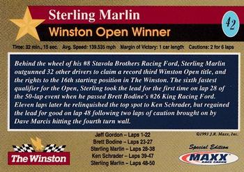 1993 Maxx The Winston #42 Sterling Marlin Win Back
