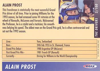 1993 Maxx Williams Racing #3 Alain Prost Back