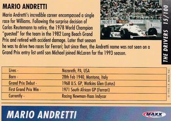 1993 Maxx Williams Racing #15 Mario Andretti Back