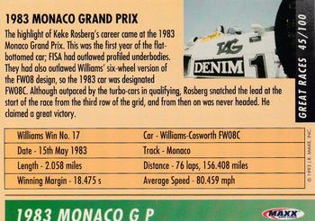 1993 Maxx Williams Racing #45 Keke Rosberg's Car Back