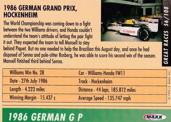 1993 Maxx Williams Racing #56 Nigel Mansell's Car Back