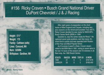 1993 Traks - First Run #156 Ricky Craven Back