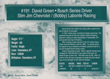 1993 Traks - First Run #191 David Green Back
