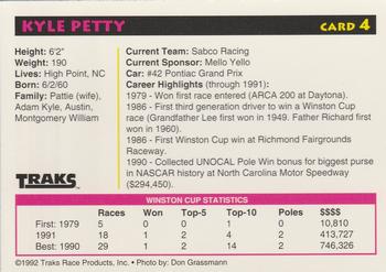1992 Traks Preferred Collector #4 Kyle Petty Back